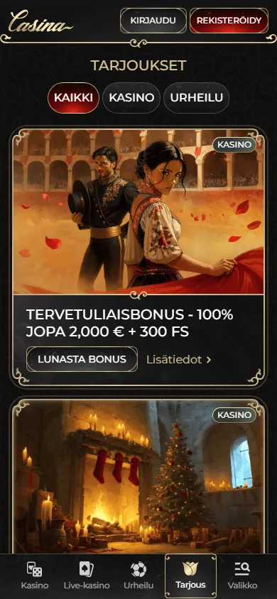 Casina Casino mobile browser promotions and bonus offers